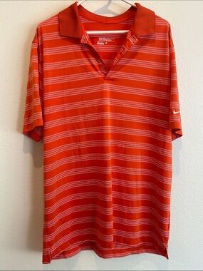 Nike Orange Striped Polo Shirt